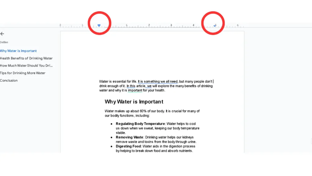 changer les marges dans google docs par la règle